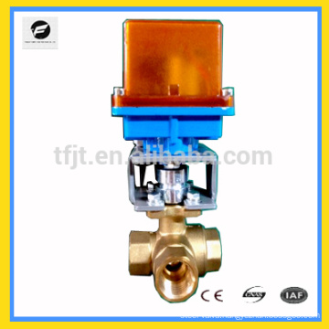 DC12 voltage 3-way T-flow brass motorized valve with DN40 valves for water treatment project